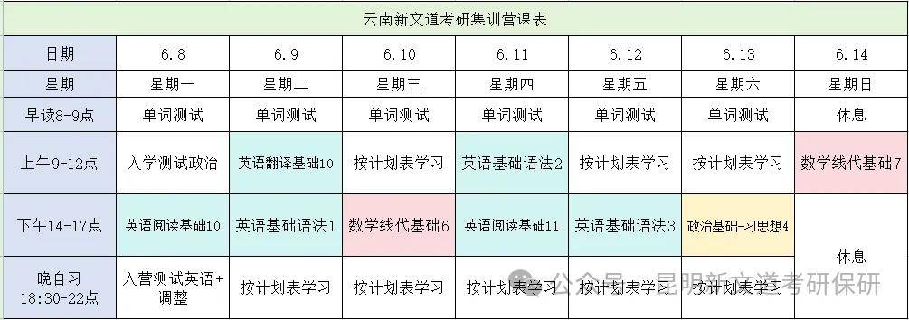 昆明考研暑假集訓營